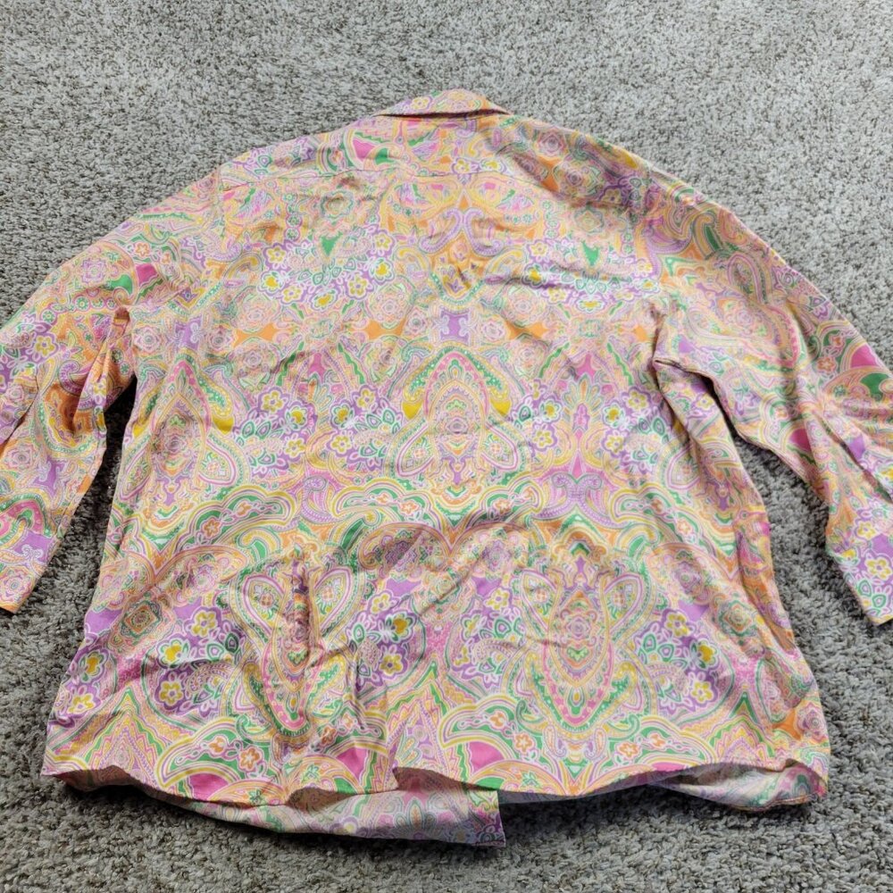 Chaps Shirt Womens 1X Paisley Button Up Paisley 3/4 Sleeve - Picture 5 of 6
